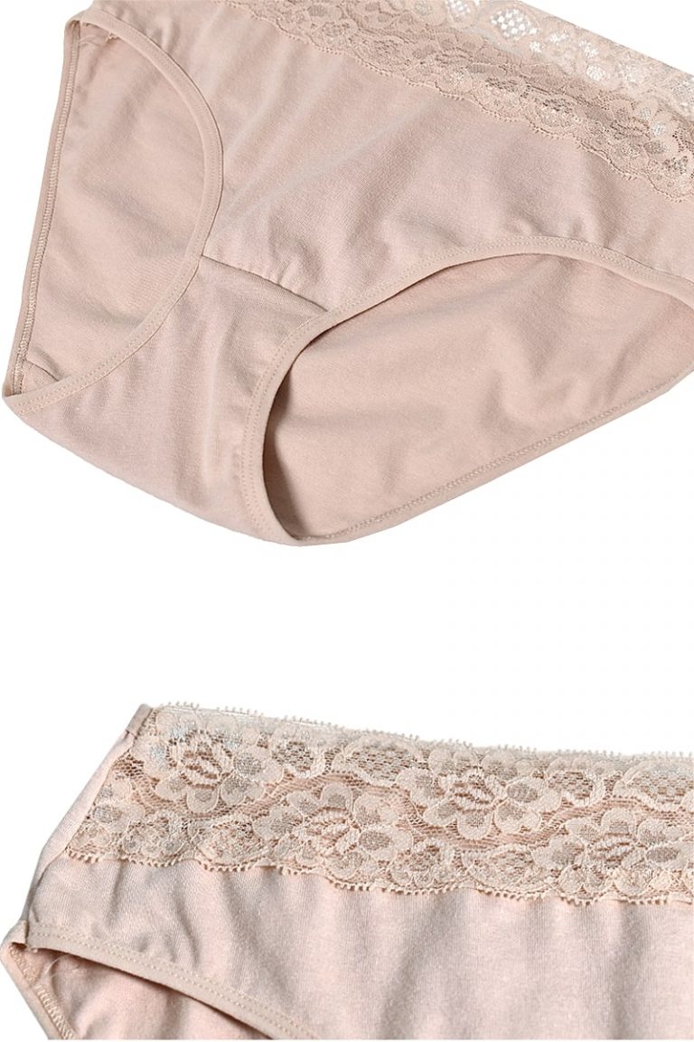 B&C Cotton With Super Soft Lace Panty FULL BRIEF (4pack) B & C